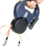 Dual Pet Leash Retractable Reflective Lead 360 Swivel Double Dog Walking Leash