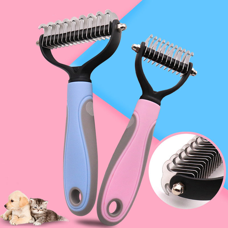 Double-Sided Pet Brush – Stainless Grooming & Hair Removal Comb for Dogs