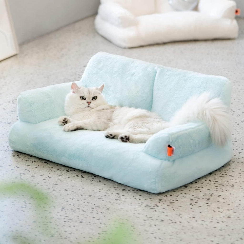 MEWOOFUN Plush Cat Bed – Washable Cozy Indoor Couch for Cats & Puppies