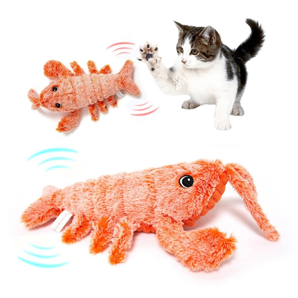 Electric Jumping Shrimp Toy – USB Plush Interactive Cat Toy